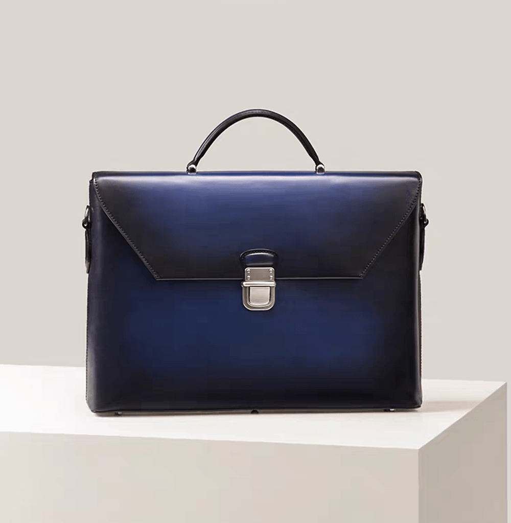 Vintage Cowhide Leather Envelop Briefcases, Business Bags And Laptop Computer Handbags
