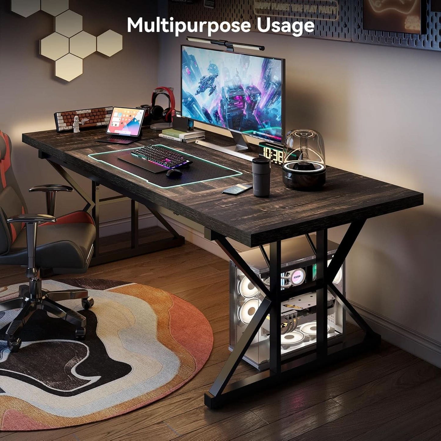 70.8 Inch Executive Desk - Black Oak