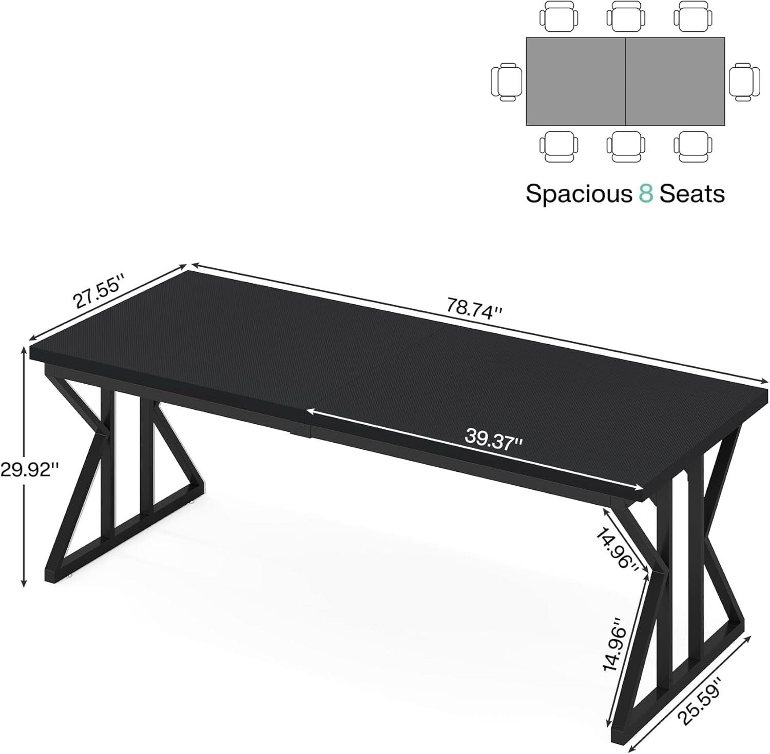 78.7 Inch Black Executive Desk Home Office Computer Desk-1