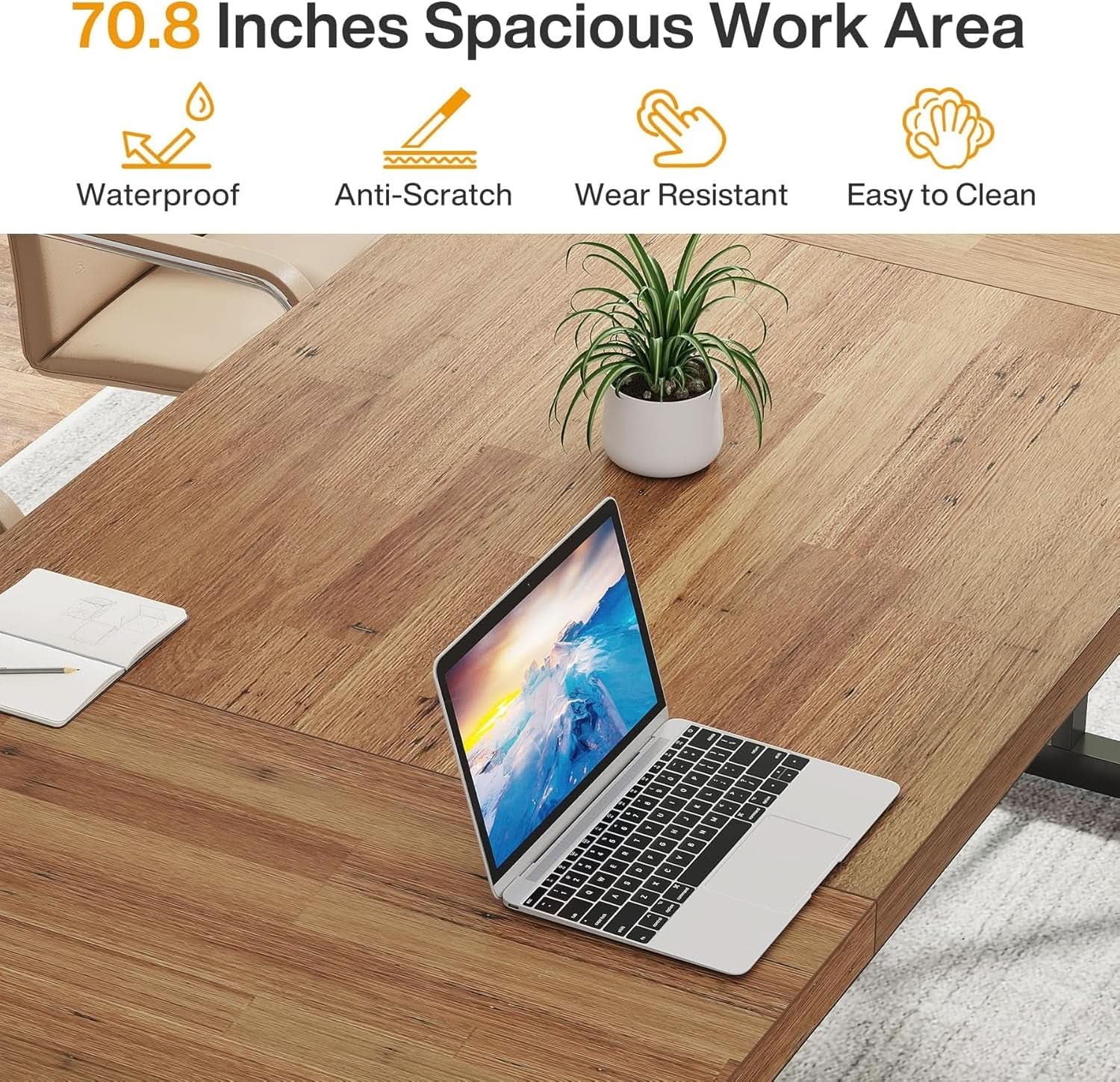 70.8 Inch Executive Desk Large Modern Home Office Desk-4