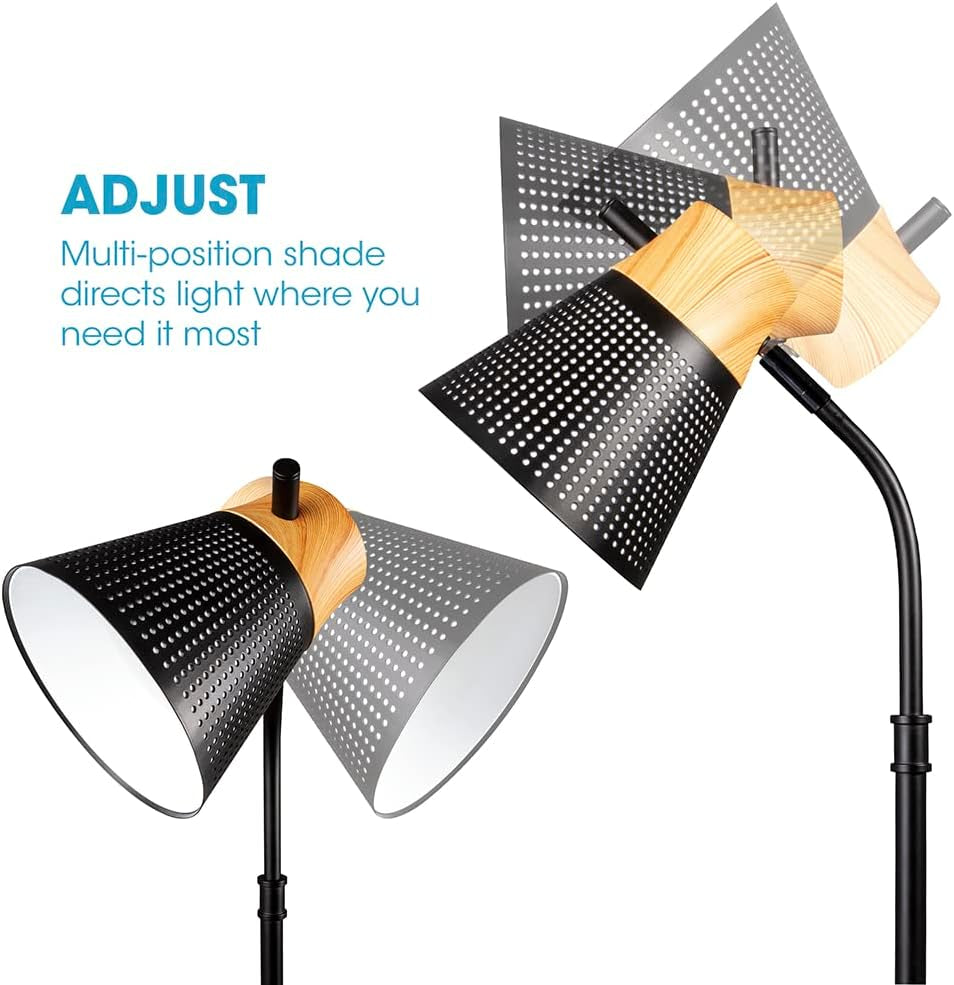 Wireless Charging Desk Lamp Black Woodgrain Adjustable