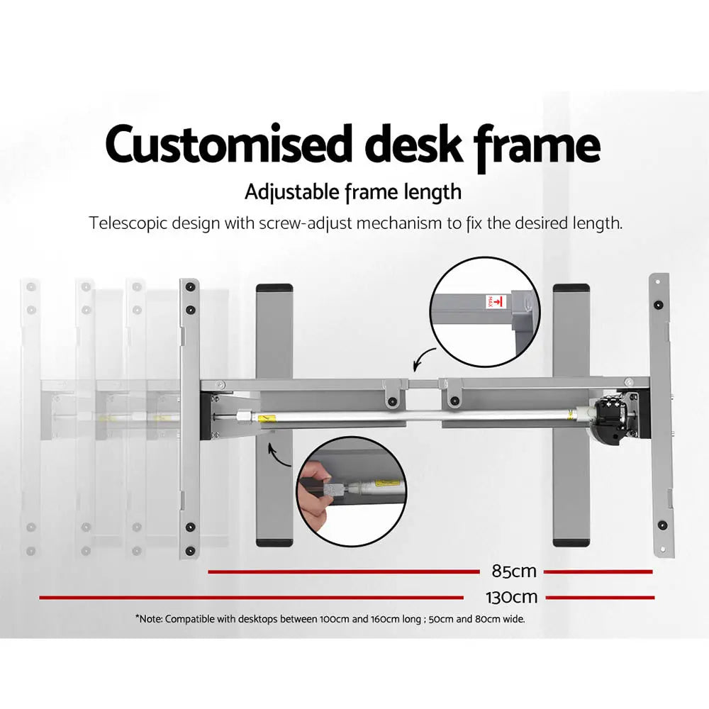 Motorized Standing Desk 140cm — Wood Grain Walnut, Height Adjustable