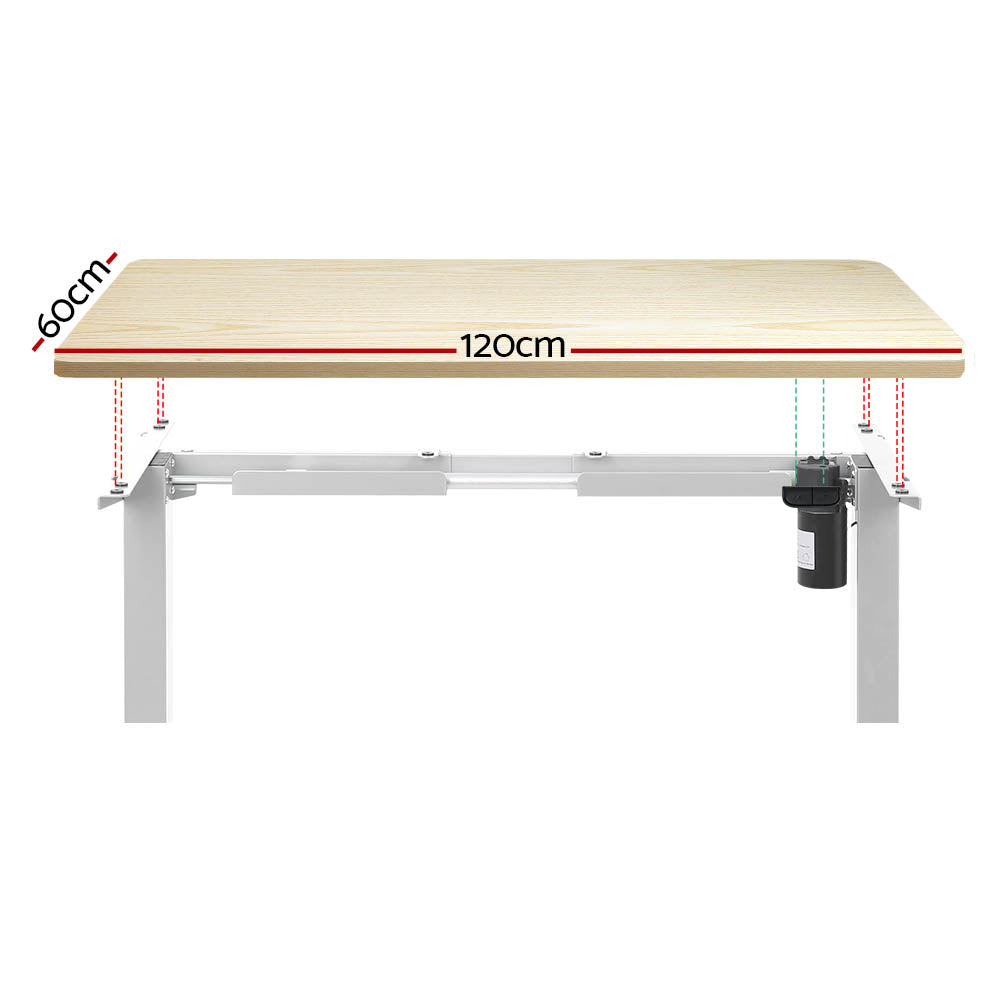 NNEDSZ Artiss Standing Desk Motorised Sit Stand Desks White Oak 120CM-2
