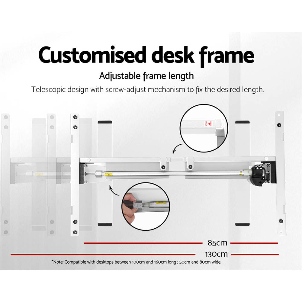 NNEDSZ Artiss Standing Desk Motorised Sit Stand Desks White 140CM-4