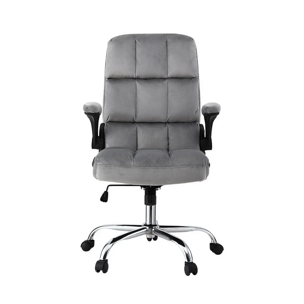 NNEDSZ Artiss Office Chair Velvet Seat Racing Gaming Computer Desk Chairs Armrest Grey