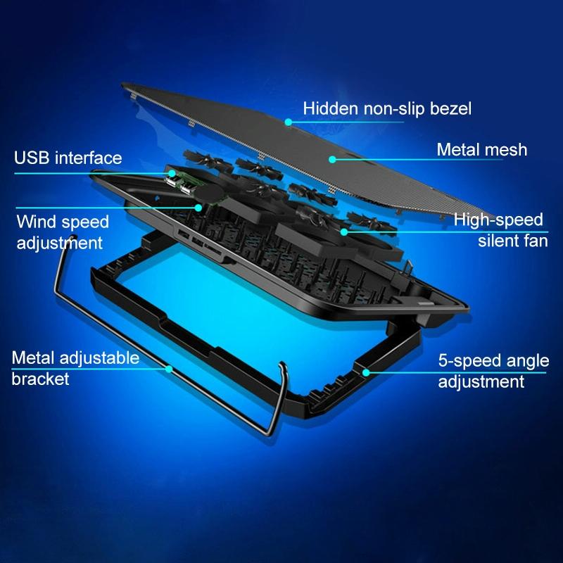 NNEIDS Silent Six-Fan Cooling Rack For Notebook Computers