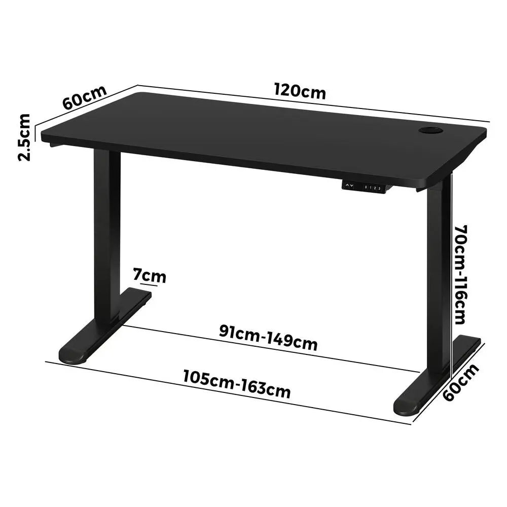 Electric Height-Adjustable Standing Desk — Motorized, Black