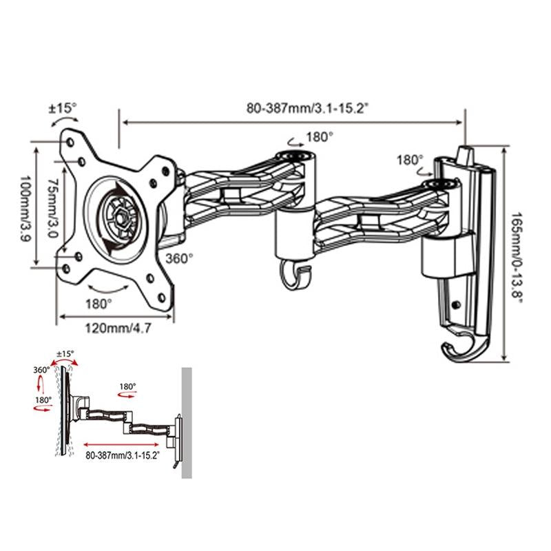 NNEIDS Telescopic Rotating Tv Wall Mount For Gibbon L33 Monitors